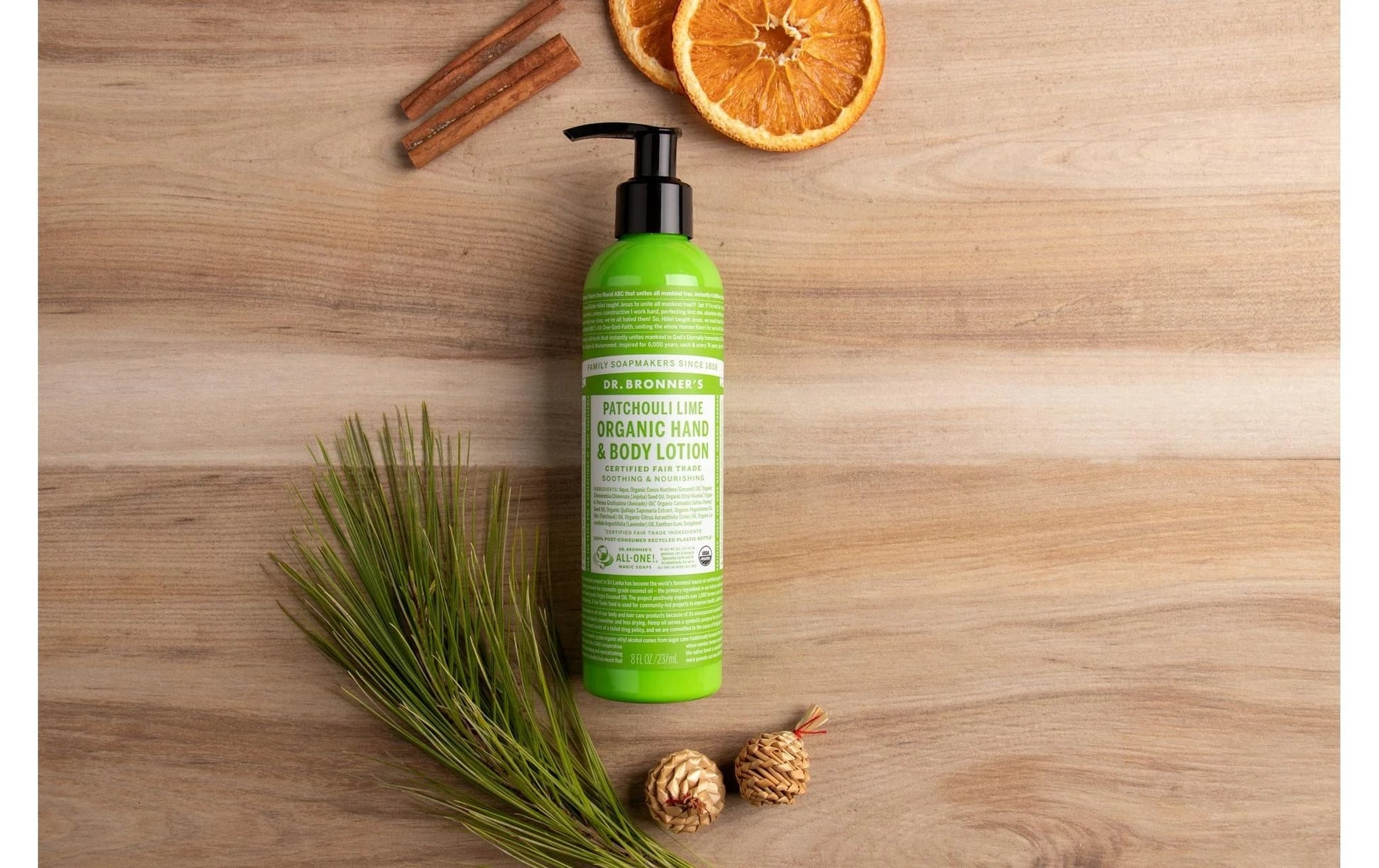 Dr. Bronner's Organic Patchouli-Lime kūno losjonas 240 ml