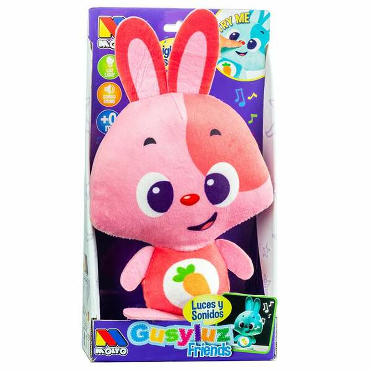 Pliušinis žaislas, leidžiantis garsus Moltó Gusy luz Baby Bunny Rožinė 7,5 cm