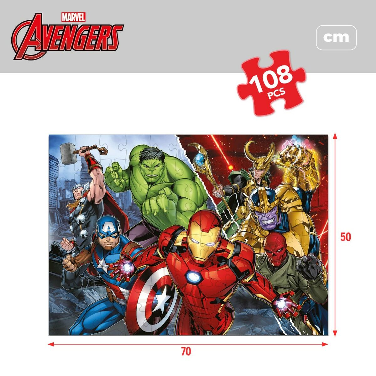 Vaikiška puzlė The Avengers Dvipusis 108 Dalys 70 x 1,5 x 50 cm (6 vnt.)