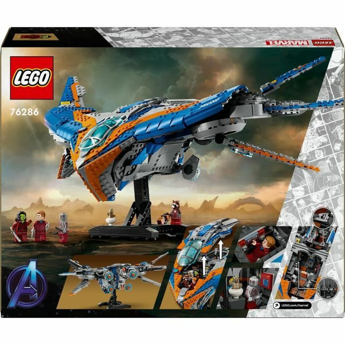 Statybos rinkinys Lego 76286 Guardians of the Galaxy: Milano Starship Spalvotas 2090 Dalys