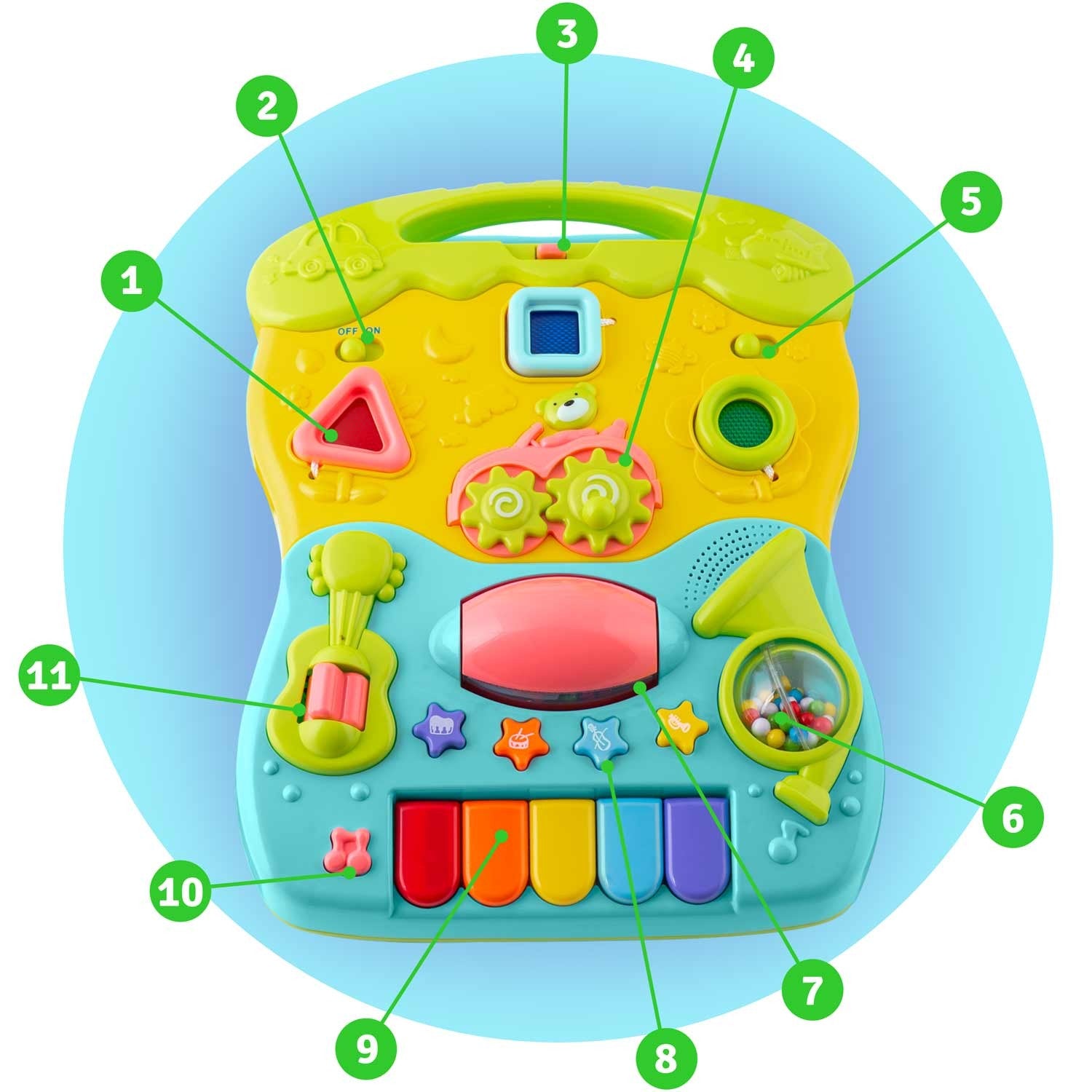 2v1 RK-744 Ricokids turkūzų edukacinis važiuoklis su muzika