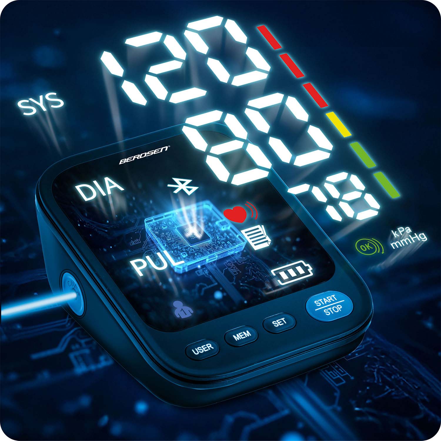 Rankinis spaudimo matuoklis su Lenkijos pranešimais ir bluetooth BD-123 Berdsen