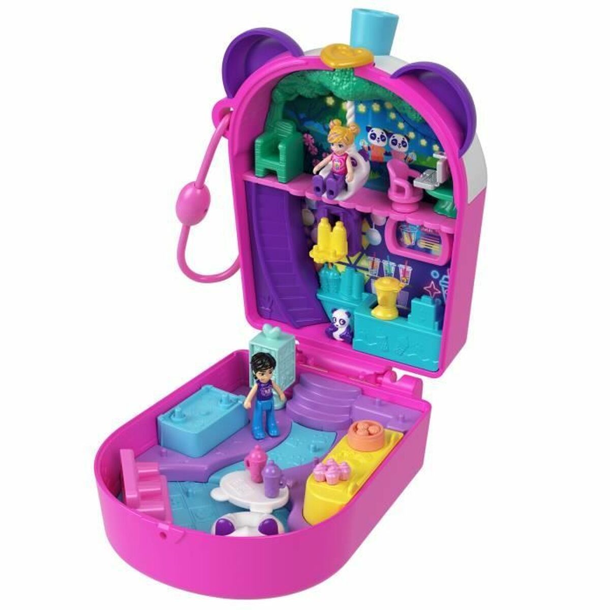 Playset Polly Pocket Panda Bubble Tea-Box with 2 mini-figures and panda HWN95