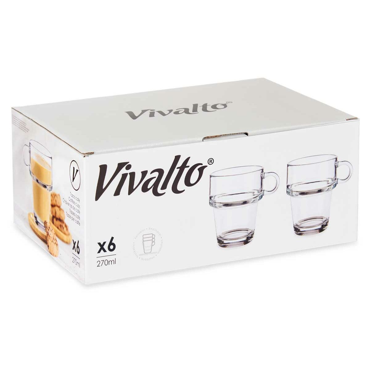 Arbatos ir kavos puodelis Vivalto Z908-9/BHA6 Skaidrus stiklas 270 ml (6 vnt.)