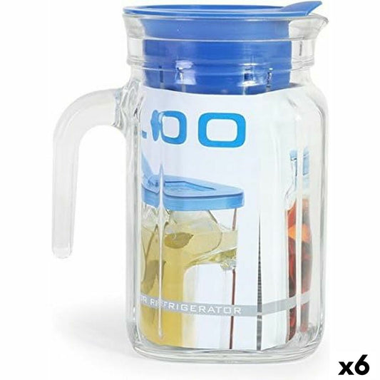 Stiklinė su Dangteliu ir Dozatorius Borgonovo Igloo Kvadratai Mėlyna 600 ml (6 vnt.)