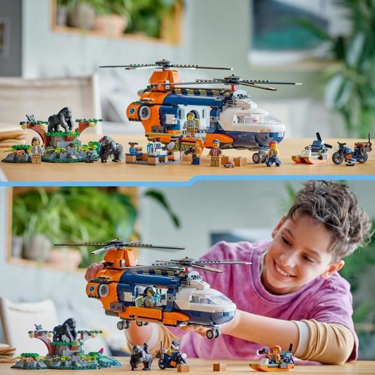 Statybos rinkinys Lego 60437 Jungle Explorer Helicopter Base Camp Spalvotas