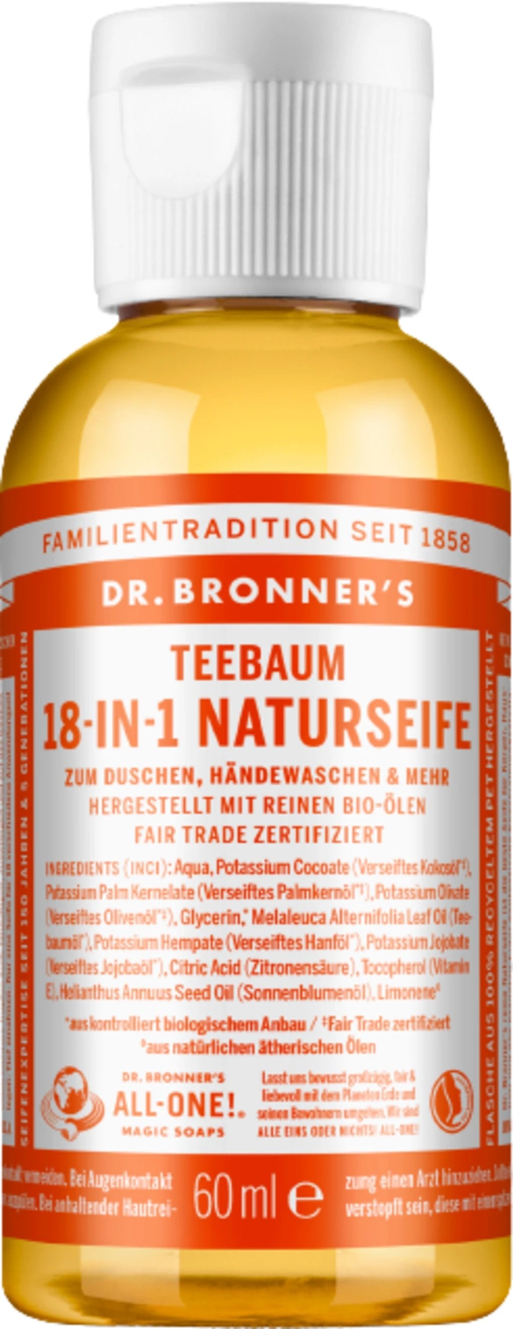 Dr. Bronner's 18in1 Natural Tea Tree Soap, 60 ml