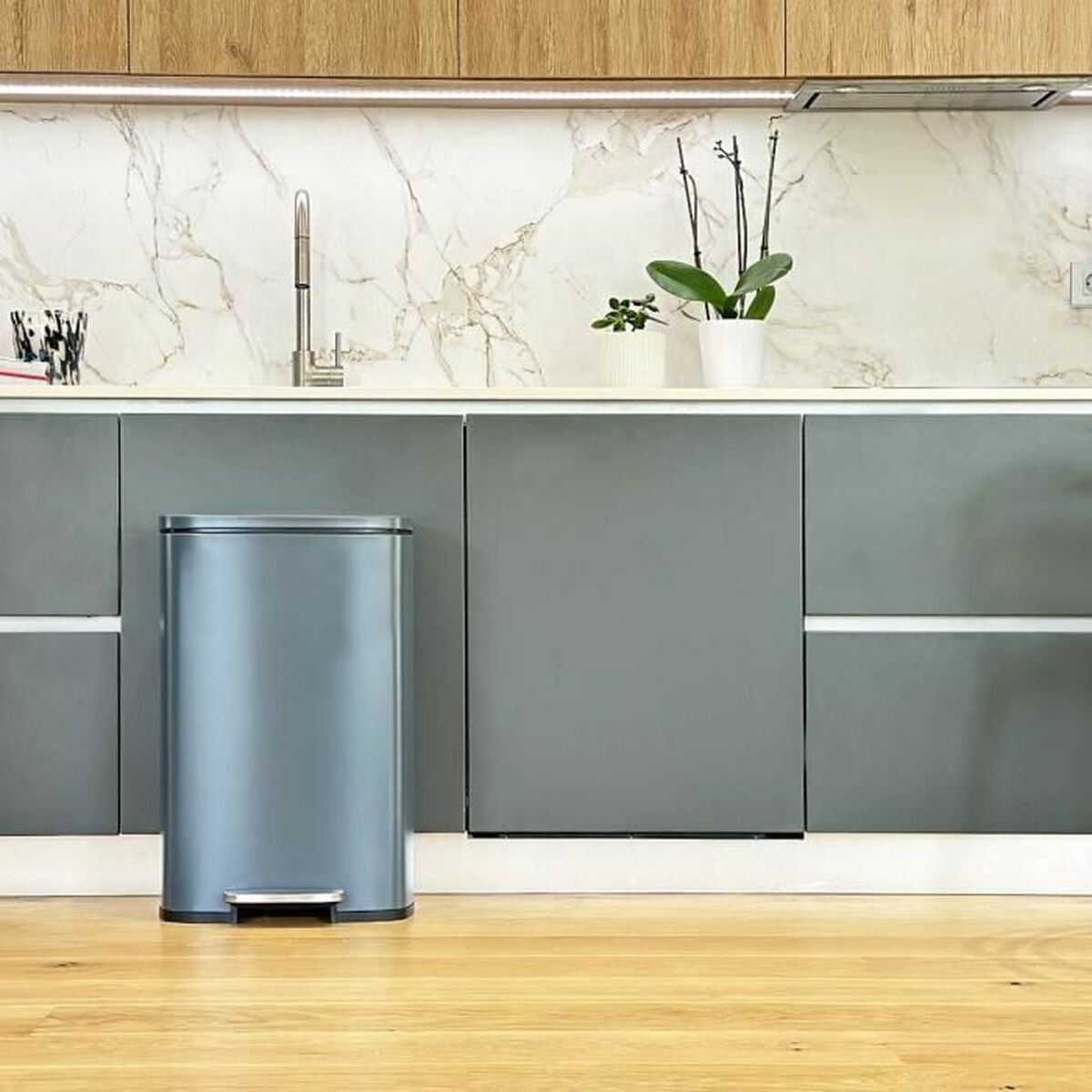 Šiukšlių dėžė Kitchen Move Pilka Nerūdijantis plienas 50 L