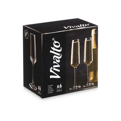 Šampano taurė Vivalto REJ6323/BHZ6 Skaidrus stiklas 250 ml (6 vnt.)