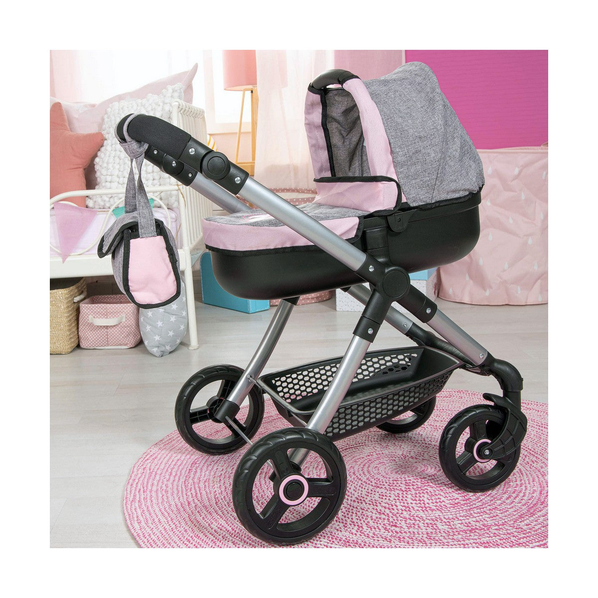 Lėlių vežimėlis Reig Stule Pram Pilka 63 cm