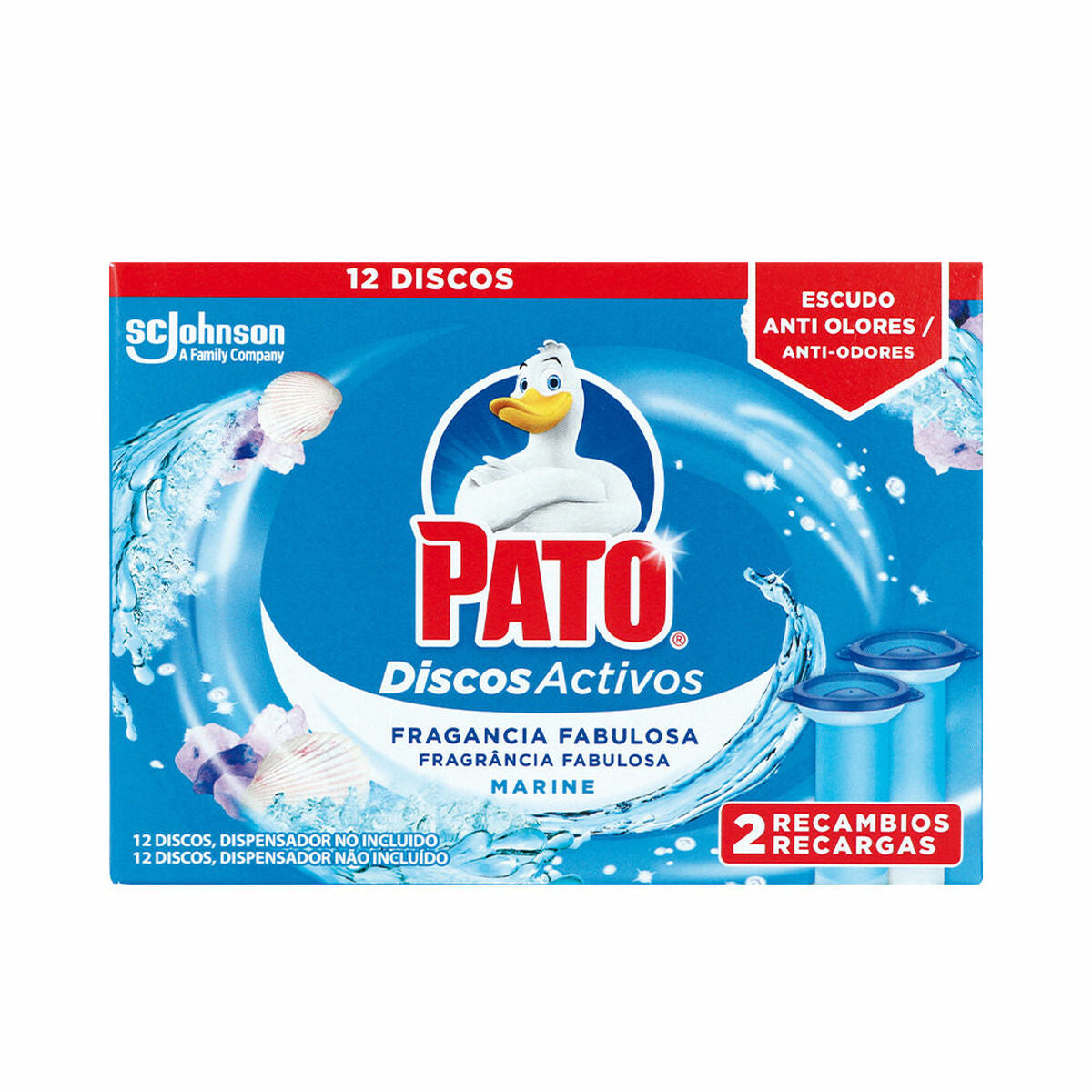 Toilet air freshener Pato Discos Activos Atsarginė dalis Tamsiai mėlyna 2 vnt. Dezinfekavimo priemonė