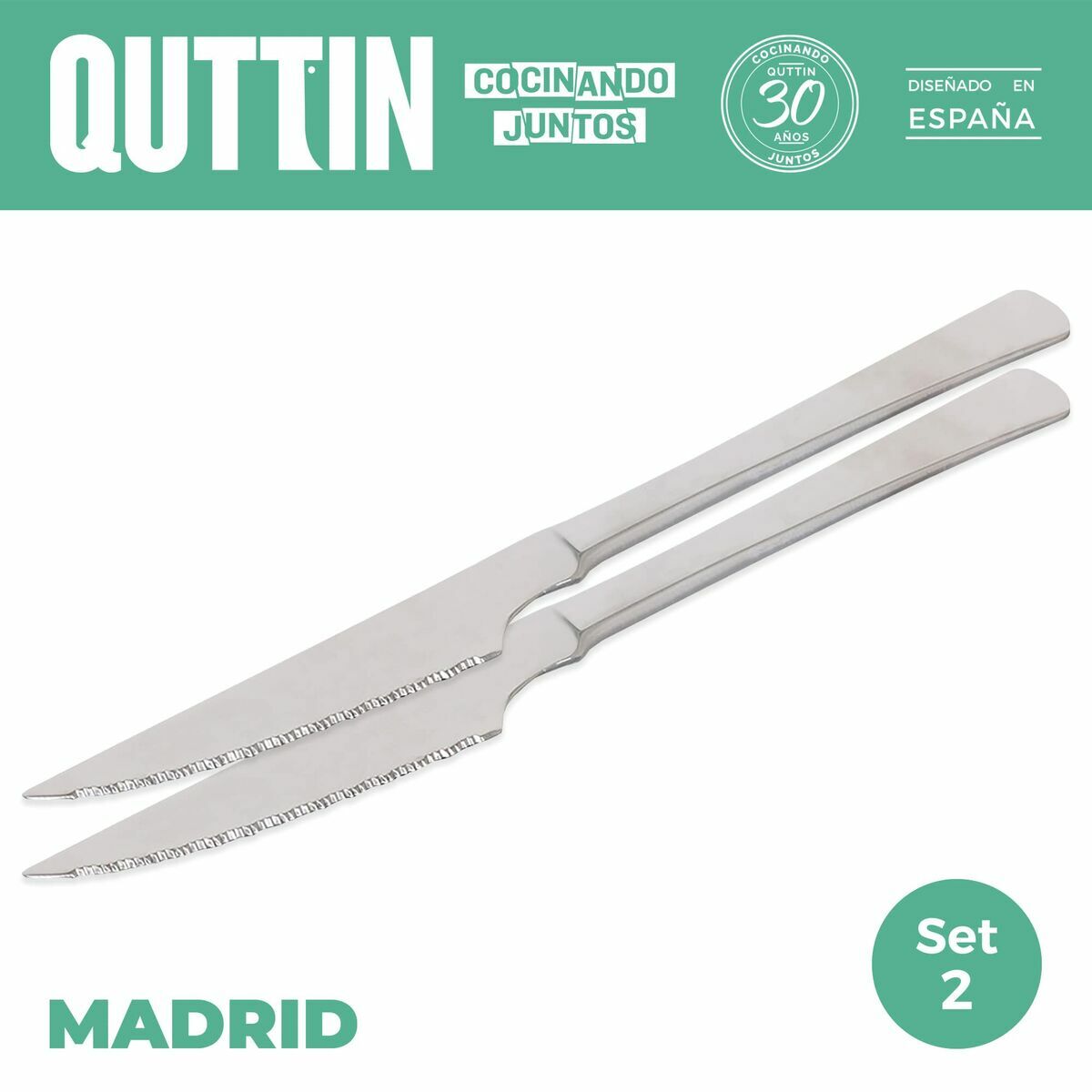 Mėsos peilių rinkinys Madrid Quttin Madrid (21 cm) 21 x 2 cm 2 Dalys (2 vnt.)