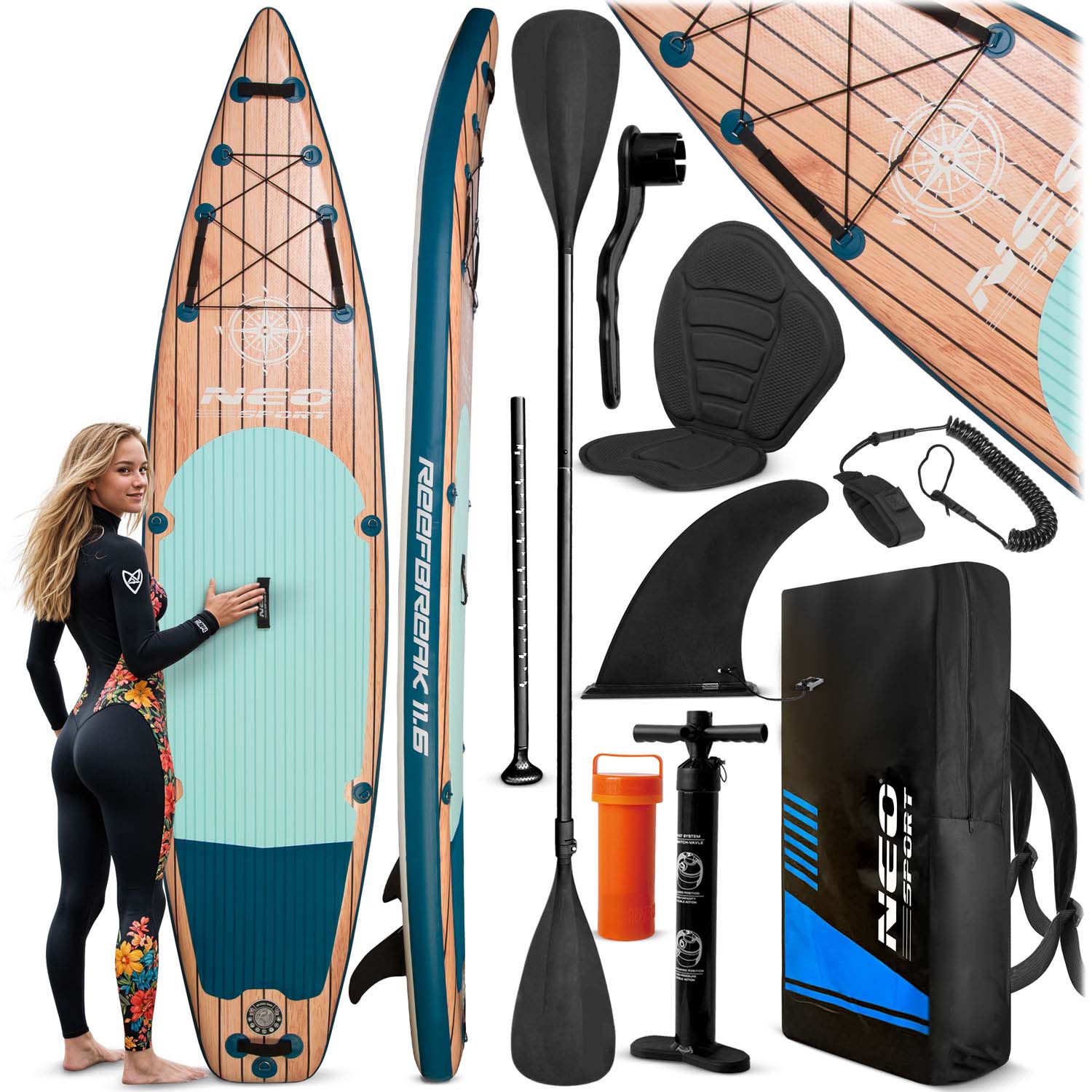 350 x 81 x 15 cm Neo-Sport 170304 SUP Reefbreak plokštė