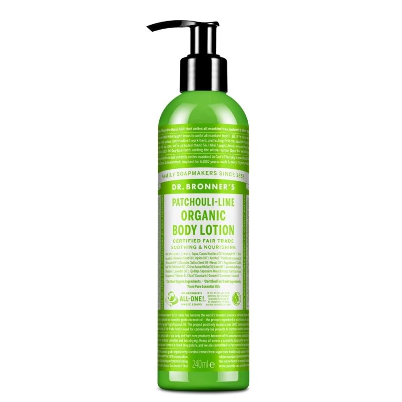 Dr. Bronner's Organic Patchouli-Lime kūno losjonas 240 ml