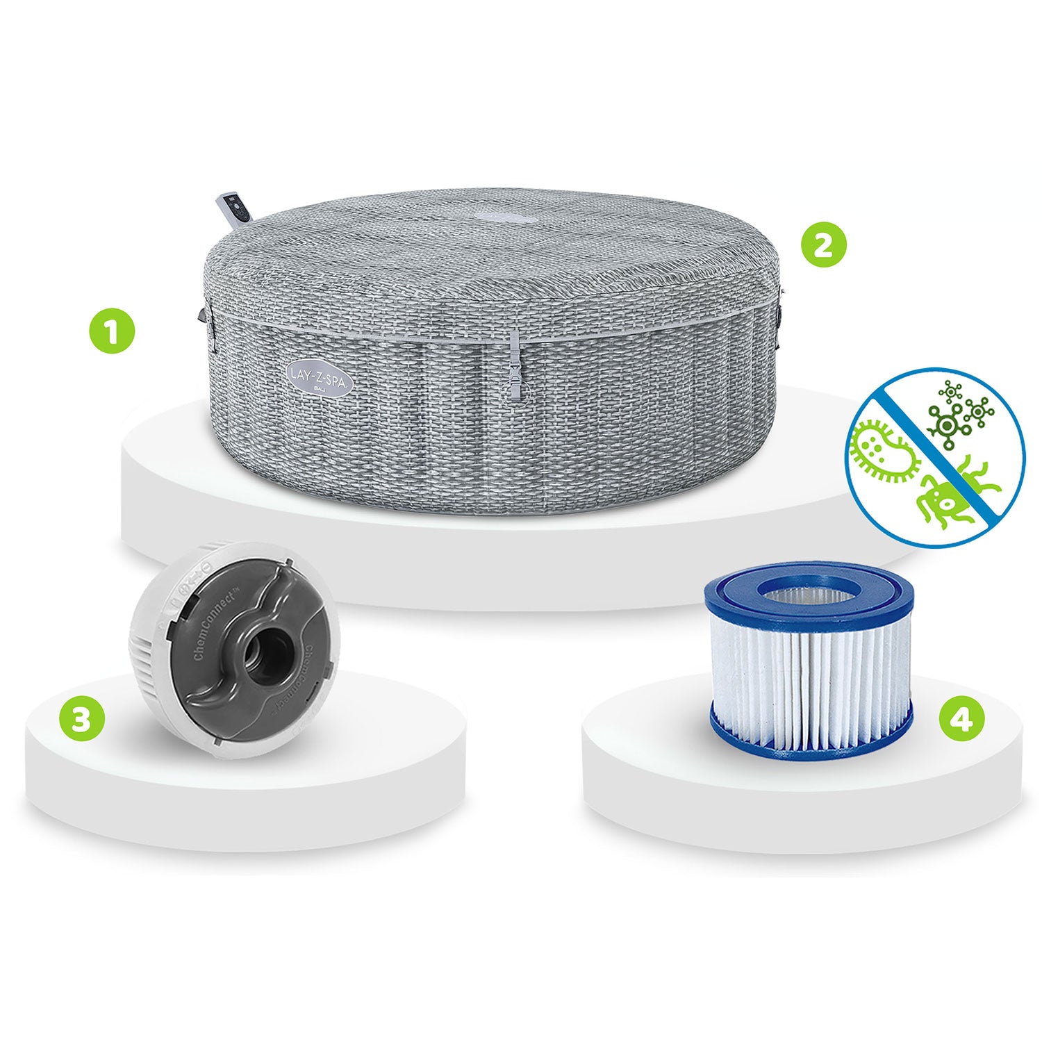 Dėgnėtinas SPA Lay-Z Bali Grey 6 asmenų Bestway 6001N