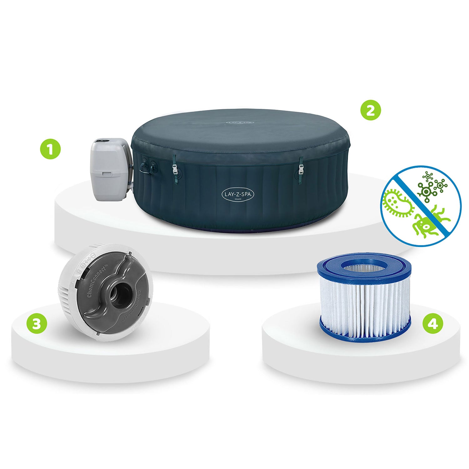 "Lay-Z Miami Green" pučiamos SPA 6 asmenų "Bestway 6001D"