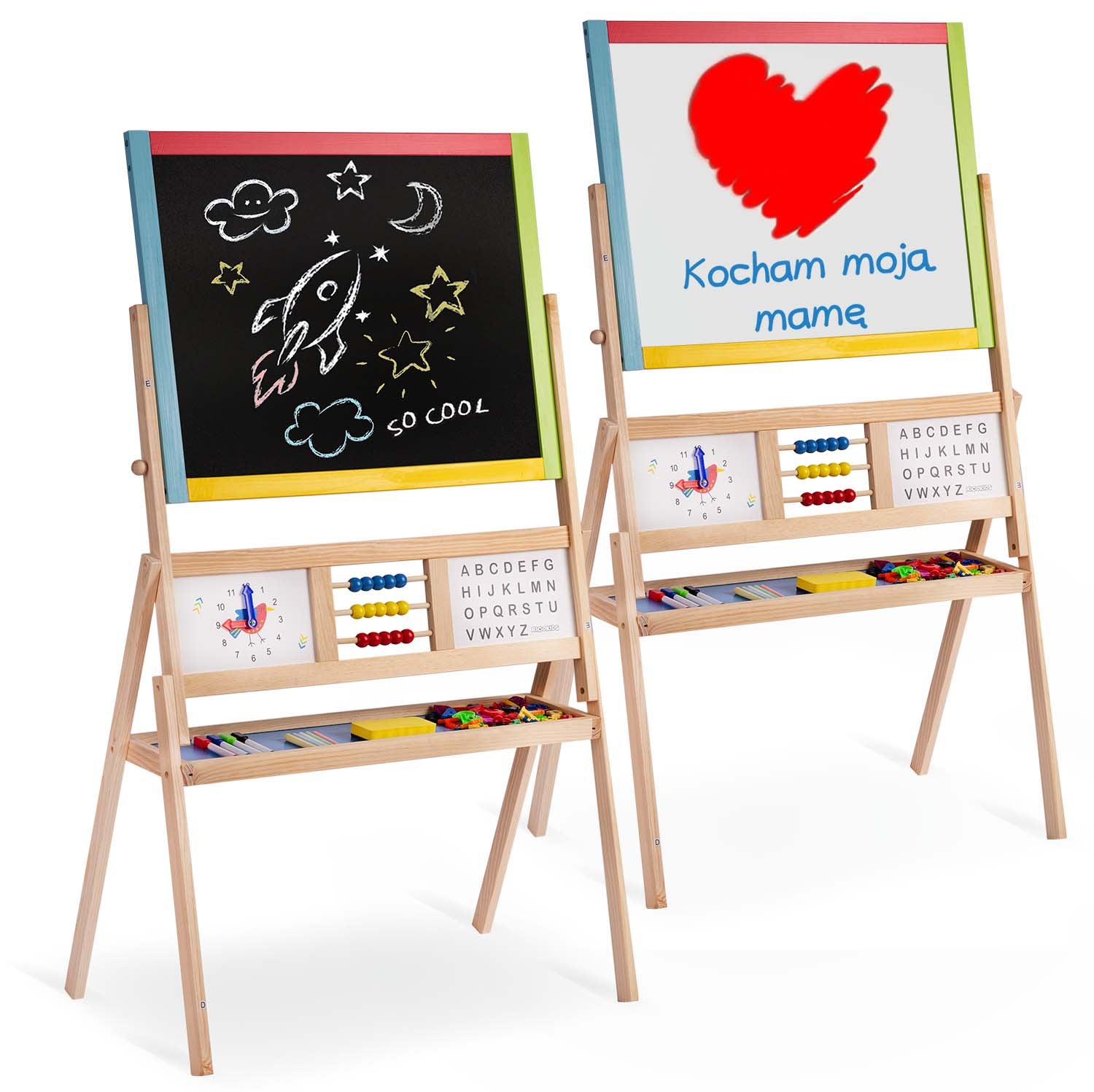Dideli magnetiniai kreidiniai sukimo plokštės su Ricokids laikrodžiu - daugialypės spalvos