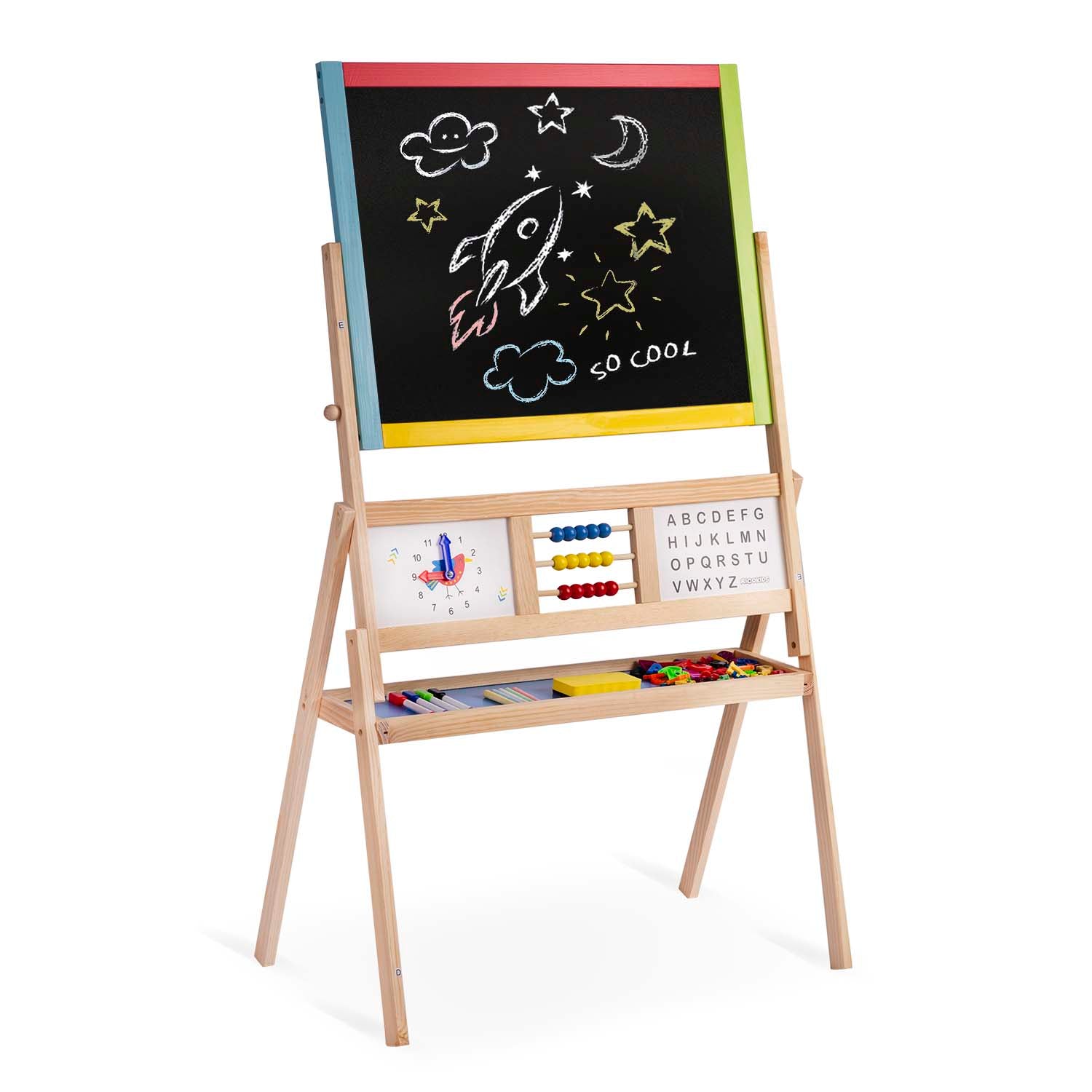 Dideli magnetiniai kreidiniai sukimo plokštės su Ricokids laikrodžiu - daugialypės spalvos