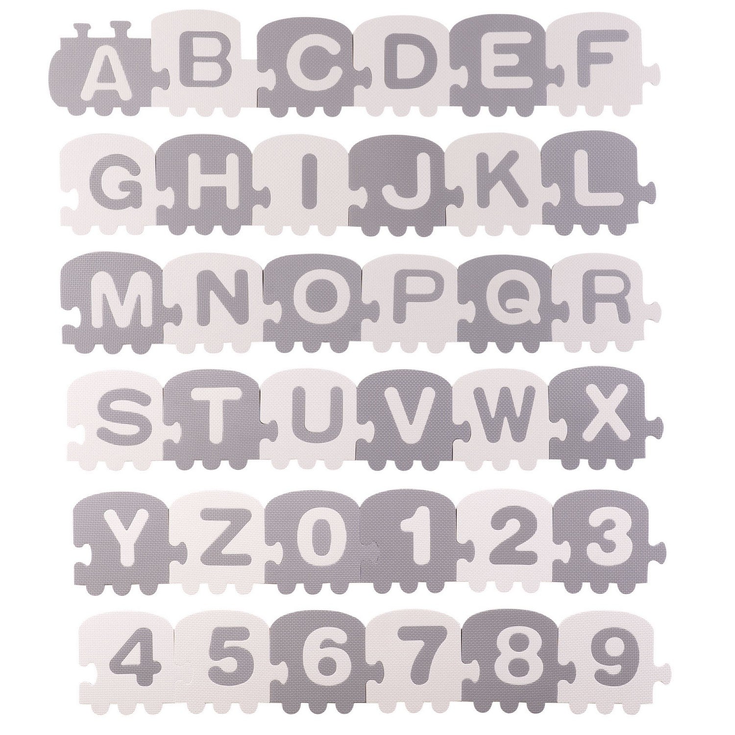 Didelis putų matas, puzzle, traukinys, raidės 36