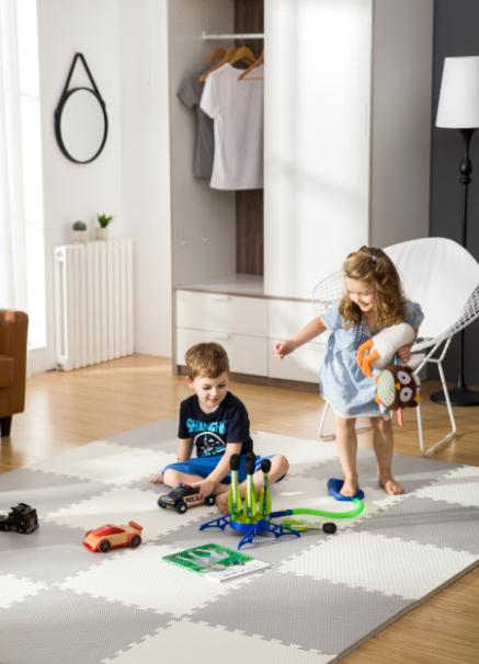 Didelis putų matas, Ricokids 60x60cm 4 baltos ir pilkos spalvos