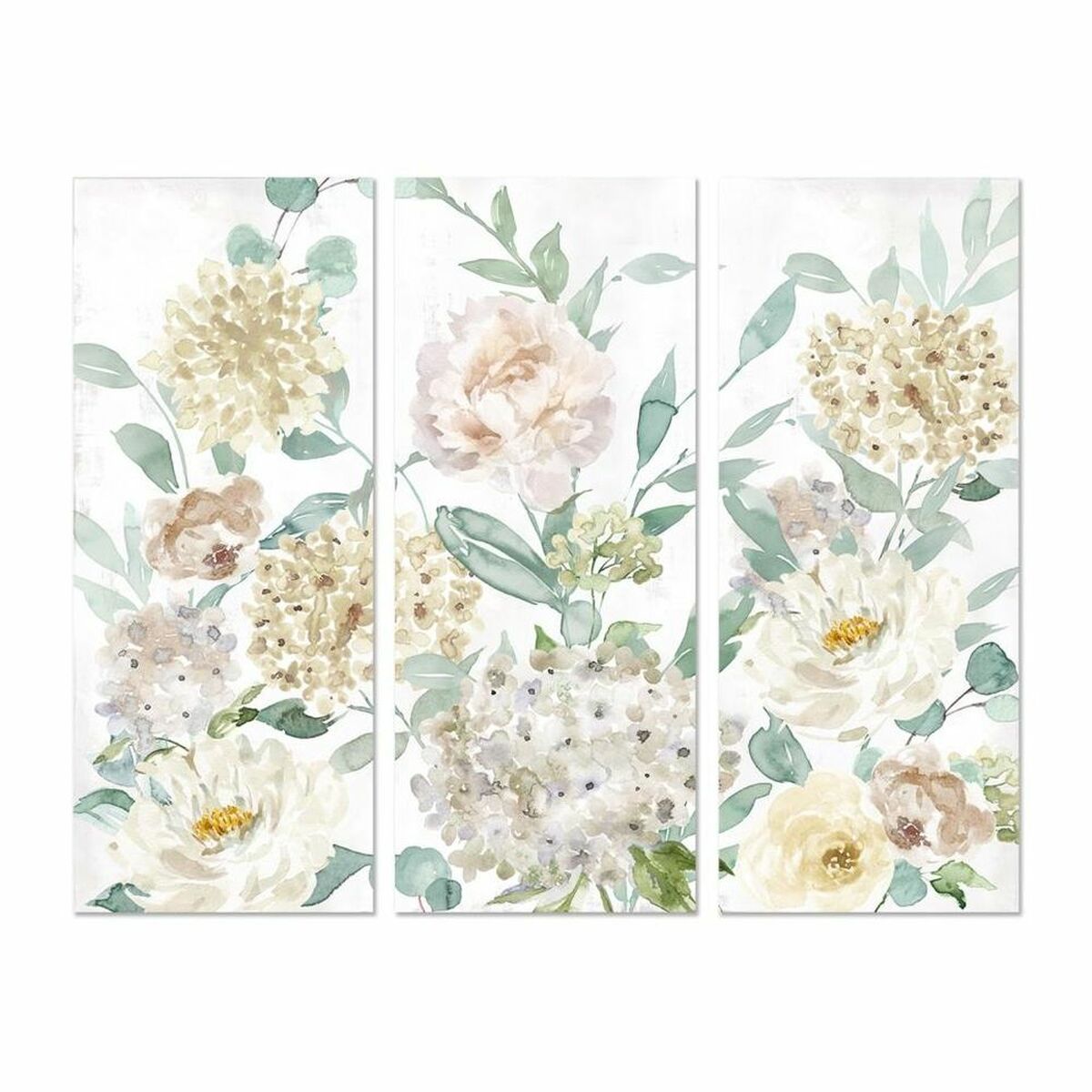 Paveikslas DKD Home Decor Gėlės 55 x 3 x 135 cm Shabby Chic (3 Dalys)