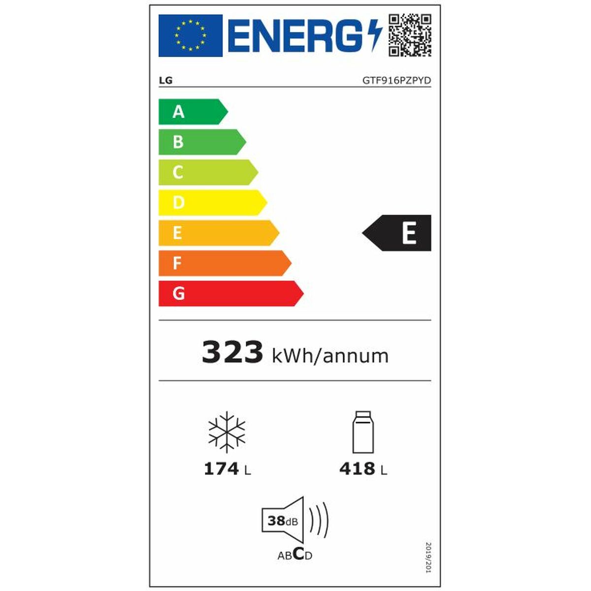 Kombinuotas šaldytuvas LG GTF916PZPED 184 630 L Plienas Platina