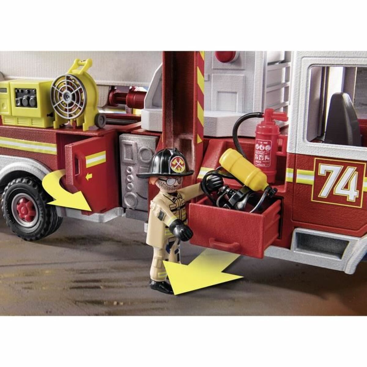 Transporto priemonių žaidimo rinkinys   Playmobil Fire Truck with Ladder 70935         113 Dalys  