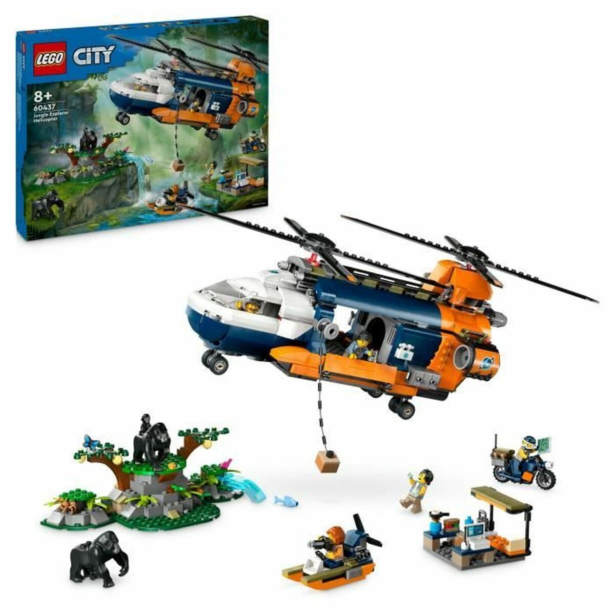 Statybos rinkinys Lego 60437 Jungle Explorer Helicopter Base Camp Spalvotas