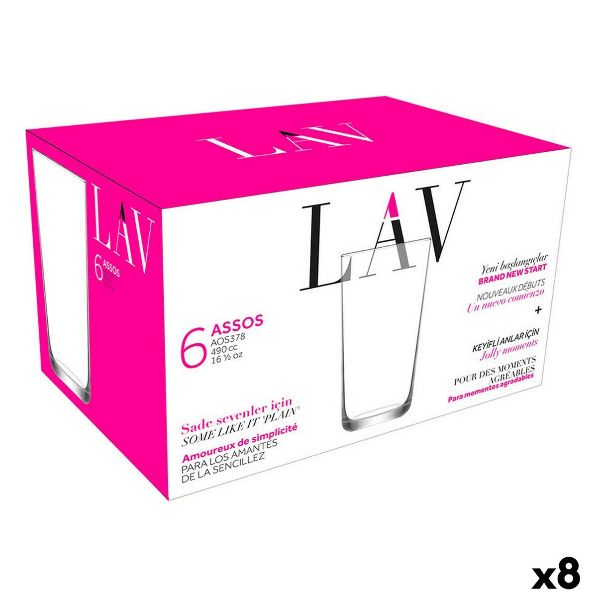 Stiklinių rinkinys LAV Assos 490 ml 6 Dalys (8 vnt.)