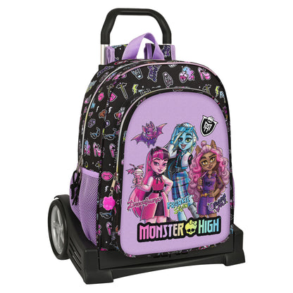 Mokyklinė kuprinė su ratukais Monster High Creep Juoda 33 x 42 x 14 cm