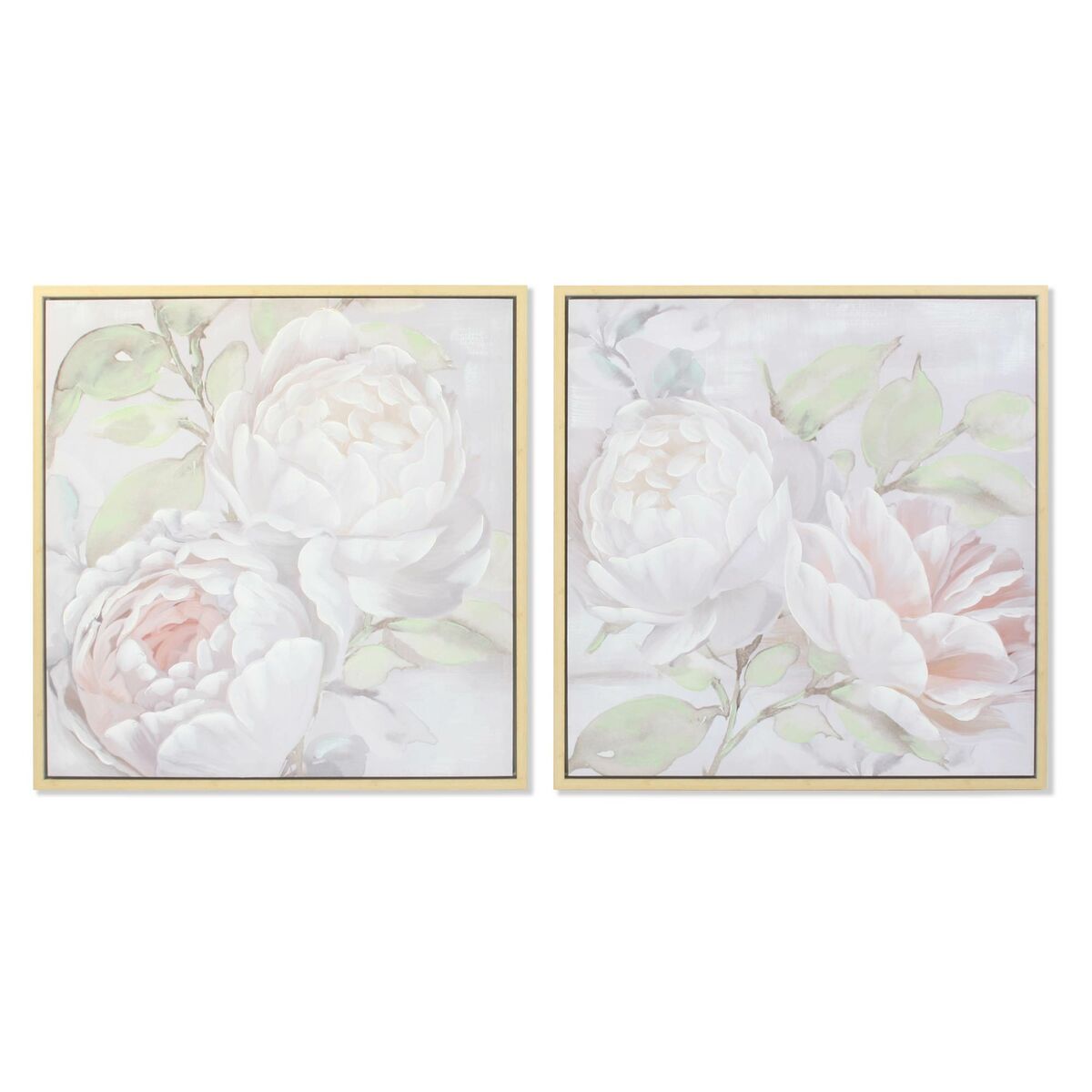 Paveikslas DKD Home Decor 80 x 4 x 80 cm Gėlės Shabby Chic (2 vnt.)