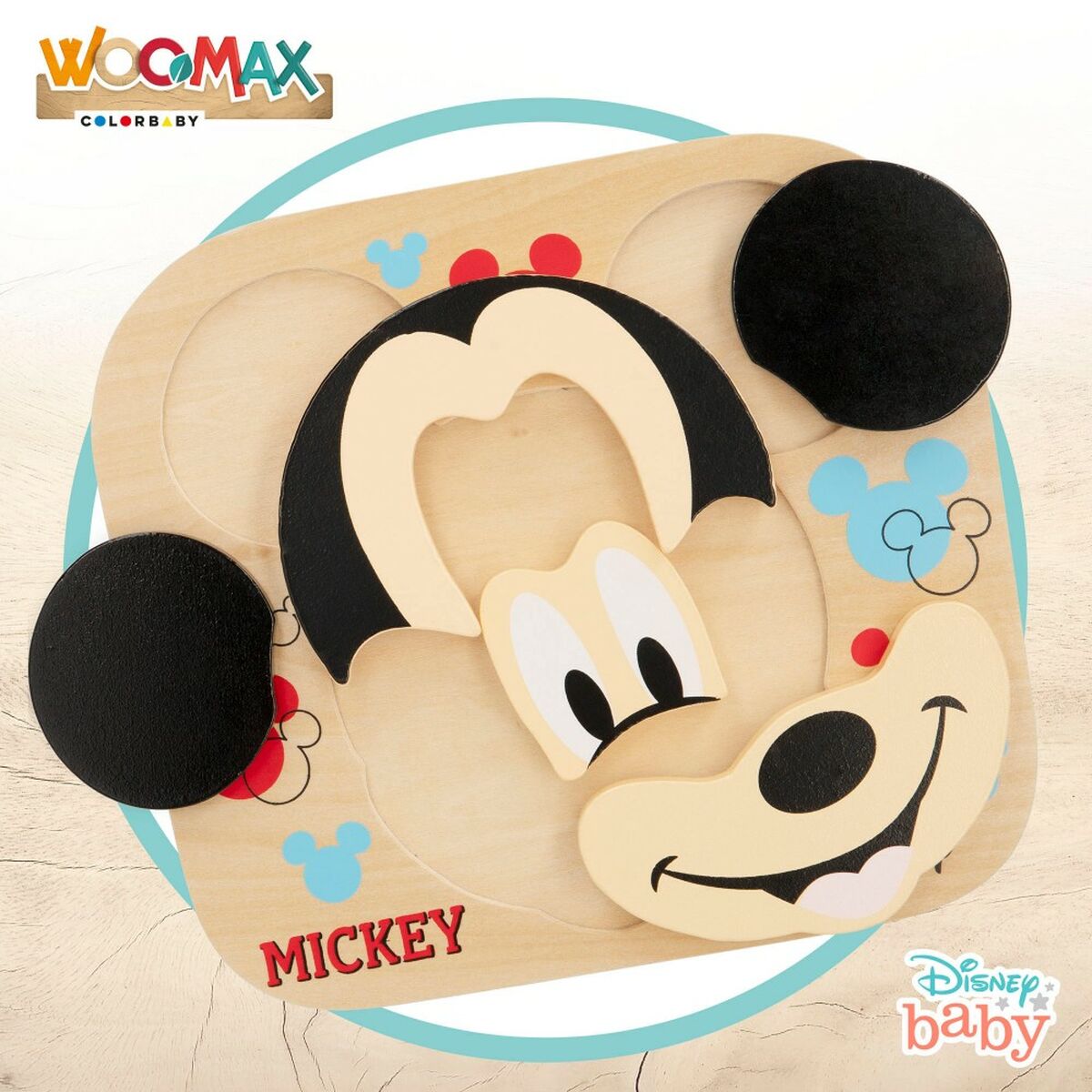 Vaikiška medinė puzlė Disney Mickey Mouse + 12 metų 6 Dalys (12 vnt.)