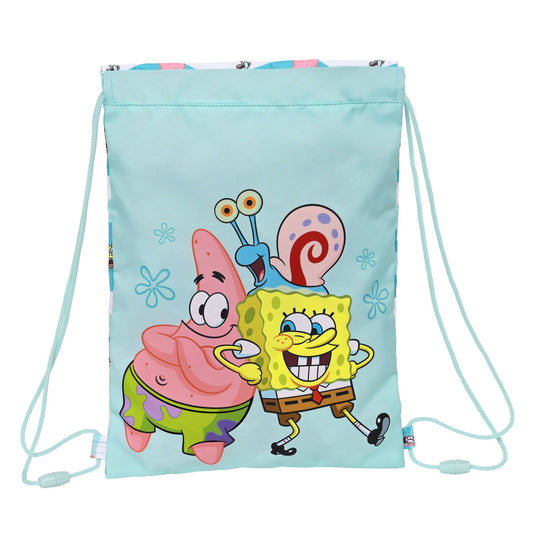 Kuprinė su virvutėmis Spongebob Stay positive Mėlyna Balta 26 x 34 x 1 cm