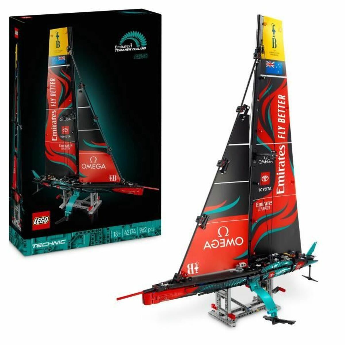 Statybos rinkinys Lego 42174 Yacht Emirates Team New Zealand AC75 Spalvotas