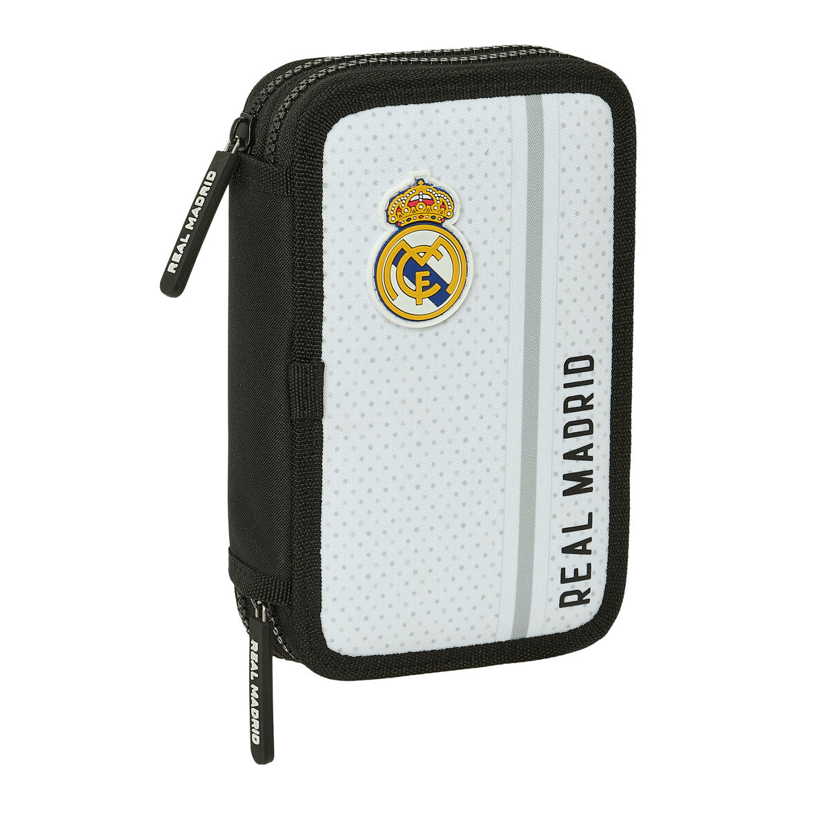 Dvigubo pieštuko dėklas Real Madrid C.F. Balta Pilka 12.5 x 19.5 x 4 cm