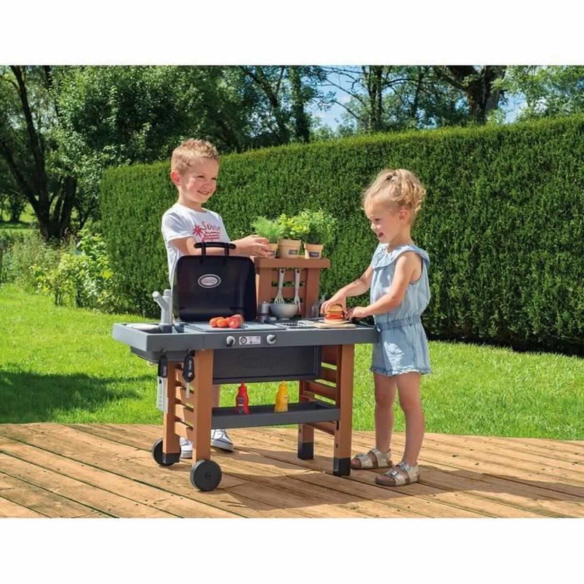 Žaislinė virtuvė Smoby Garden Kitchen Barbekiu 43 Dalys