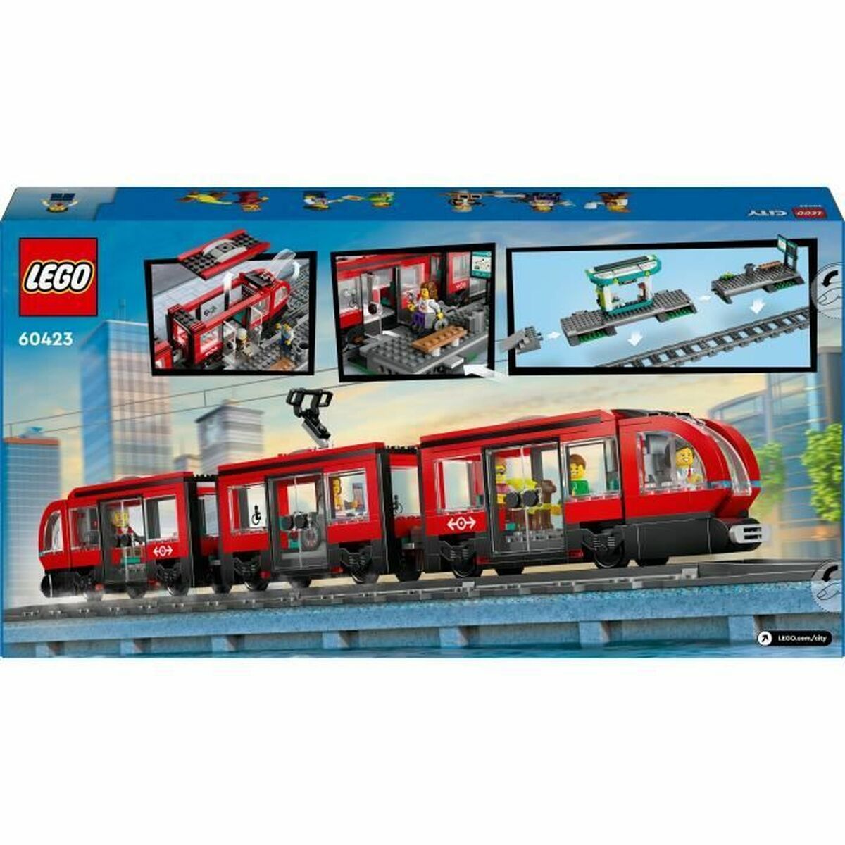 Statybos rinkinys Lego 60423 Downtown Tram and Station Spalvotas