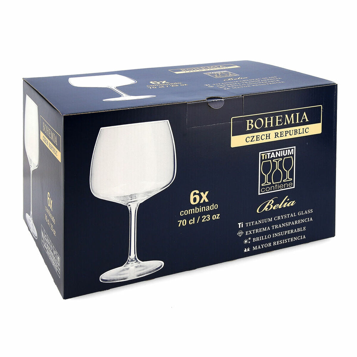 Stiklinė Bohemia Crystal Belia Sujungti Skaidrus stiklas 700 ml 6 Dalys