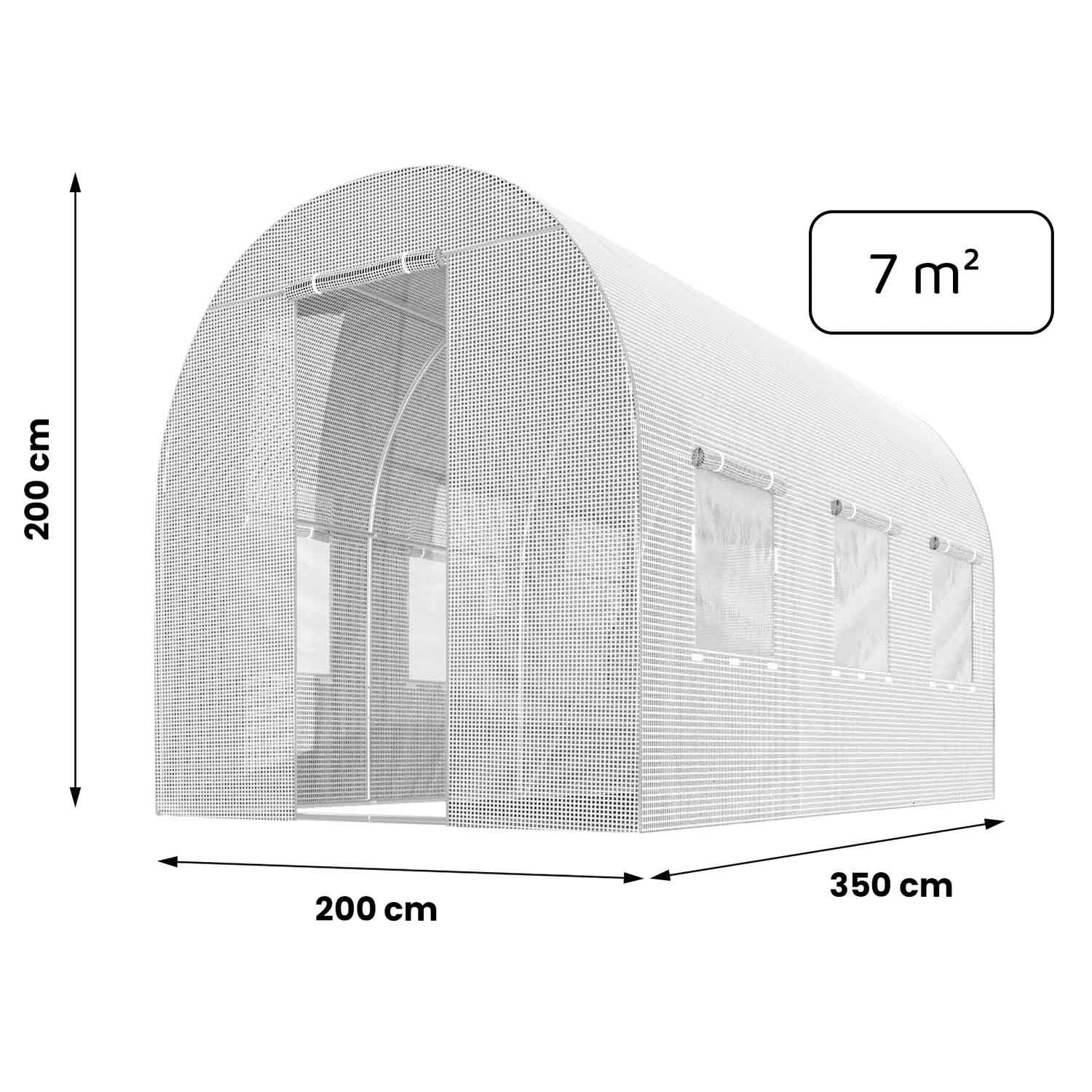 2x3,5 m (7 m2) sodo tuneliui skirta folija balta Plonos