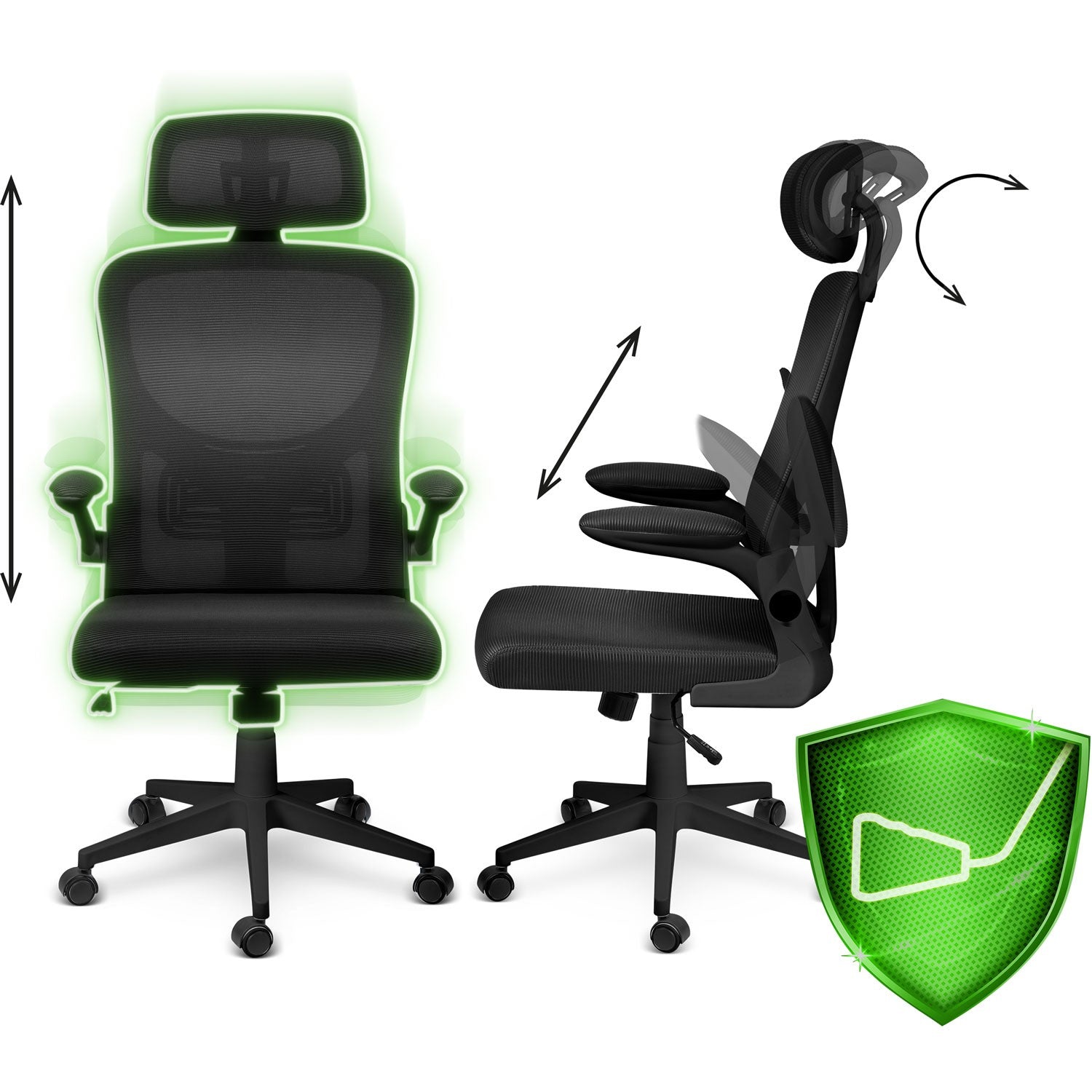 Sofotel Brass, juodas, biuro kėdė iš mikrovilkių