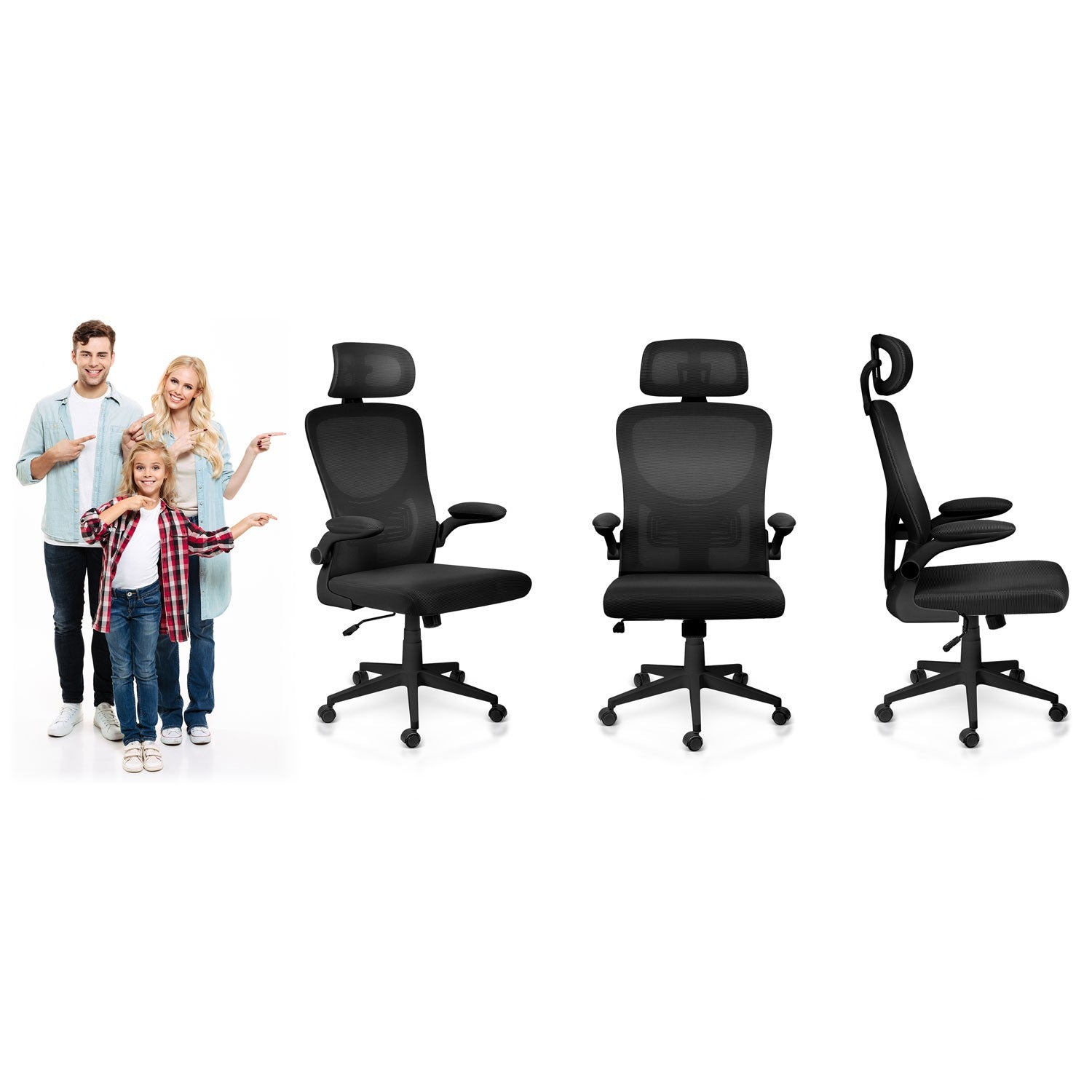 Sofotel Brass, juodas, biuro kėdė iš mikrovilkių