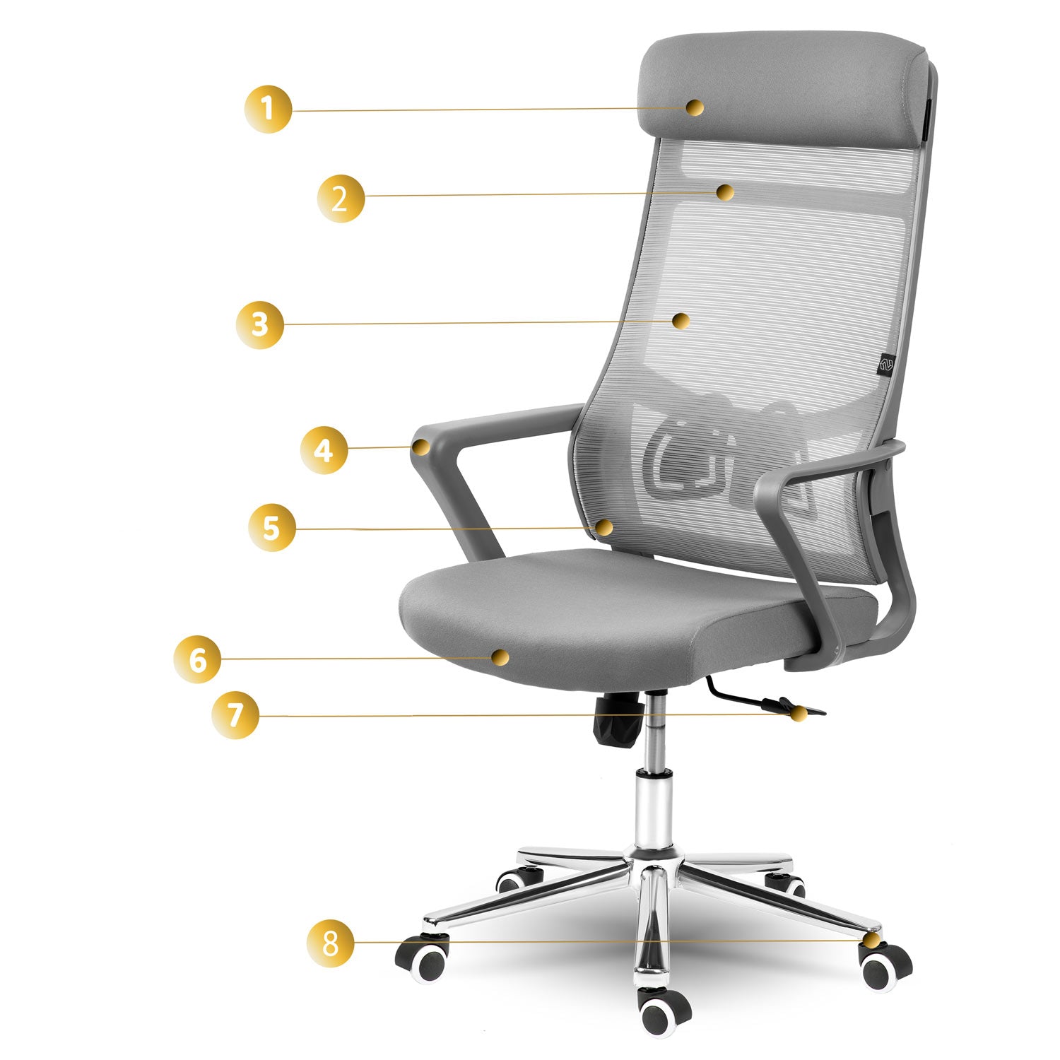 Biuro kėdė iš mikrovilkių Sofotel Brema pilka