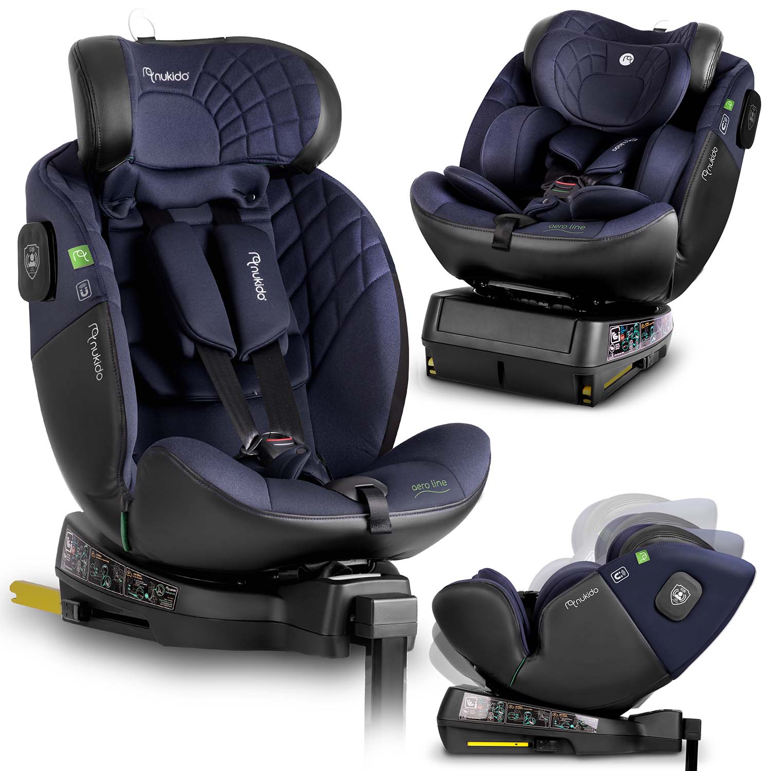 Nukido Aero Line juoda granatinė 0-36 kg ISOFIX automobilio sėdynė