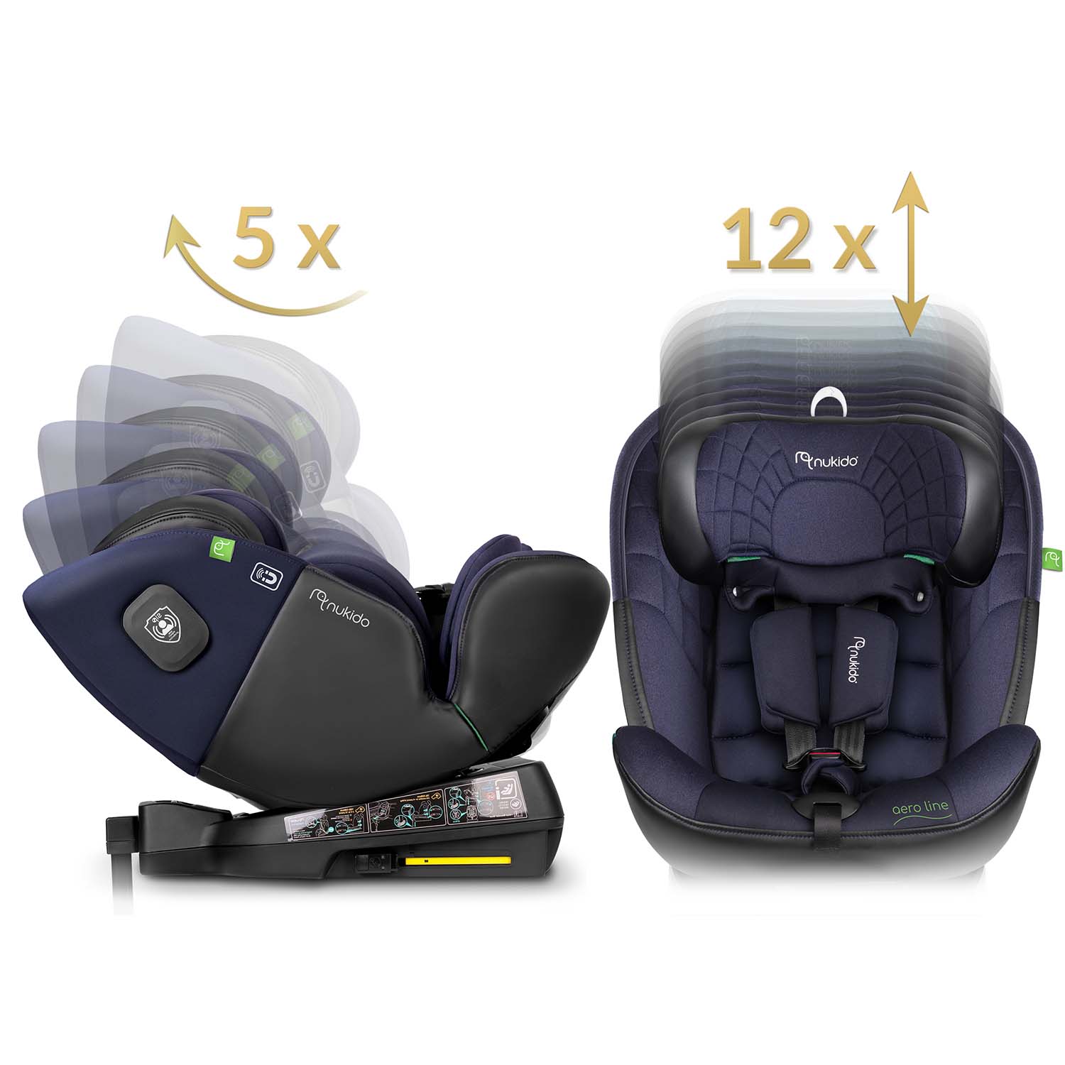 Nukido Aero Line juoda granatinė 0-36 kg ISOFIX automobilio sėdynė