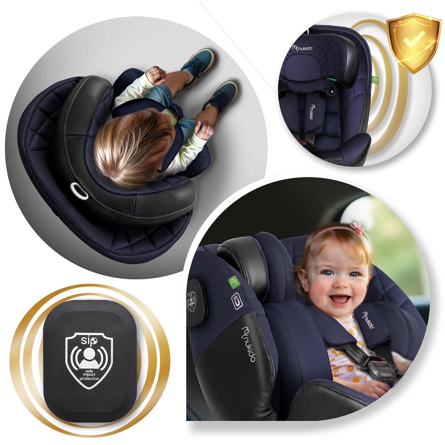 Nukido Aero Line juoda granatinė 0-36 kg ISOFIX automobilio sėdynė