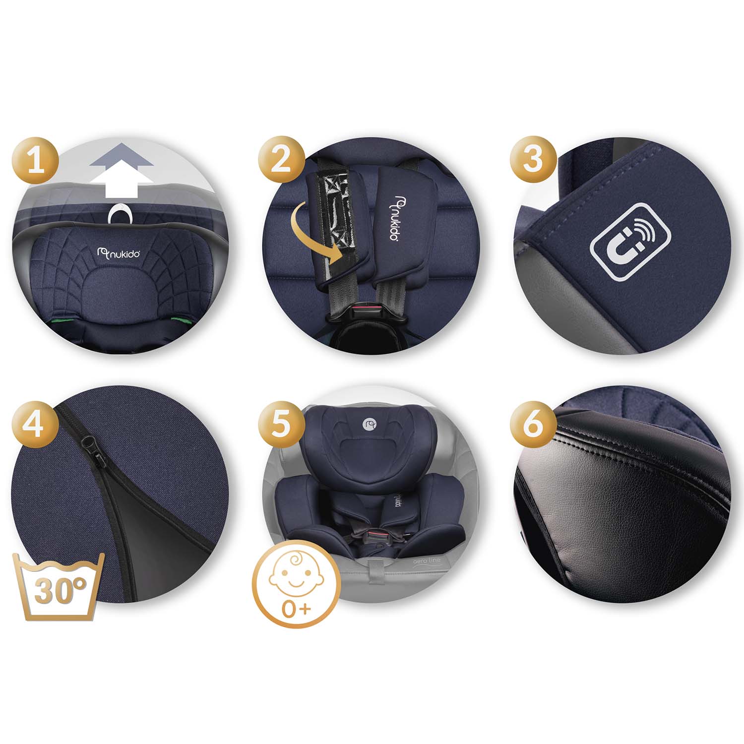 Nukido Aero Line juoda granatinė 0-36 kg ISOFIX automobilio sėdynė