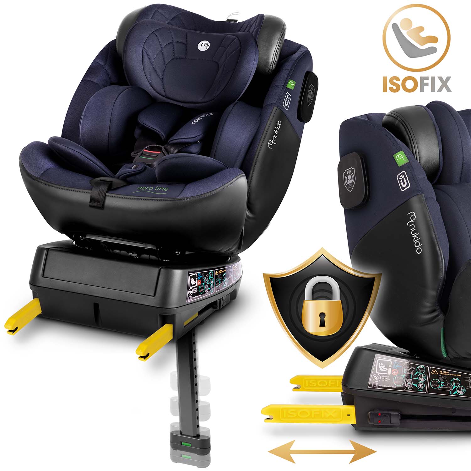 Nukido Aero Line juoda granatinė 0-36 kg ISOFIX automobilio sėdynė