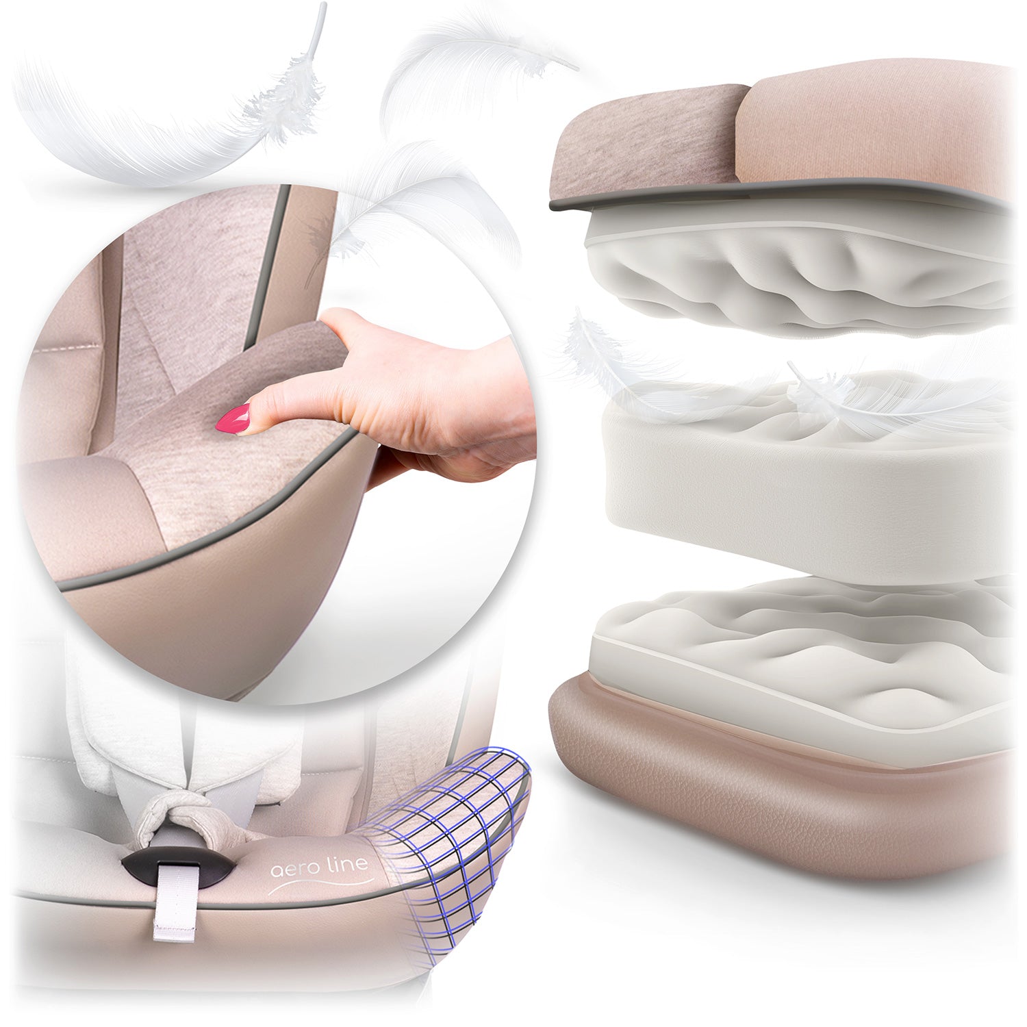 Nukido Aero Line bežo spalvos 0-36 kg ISOFIX automobilio sėdynė