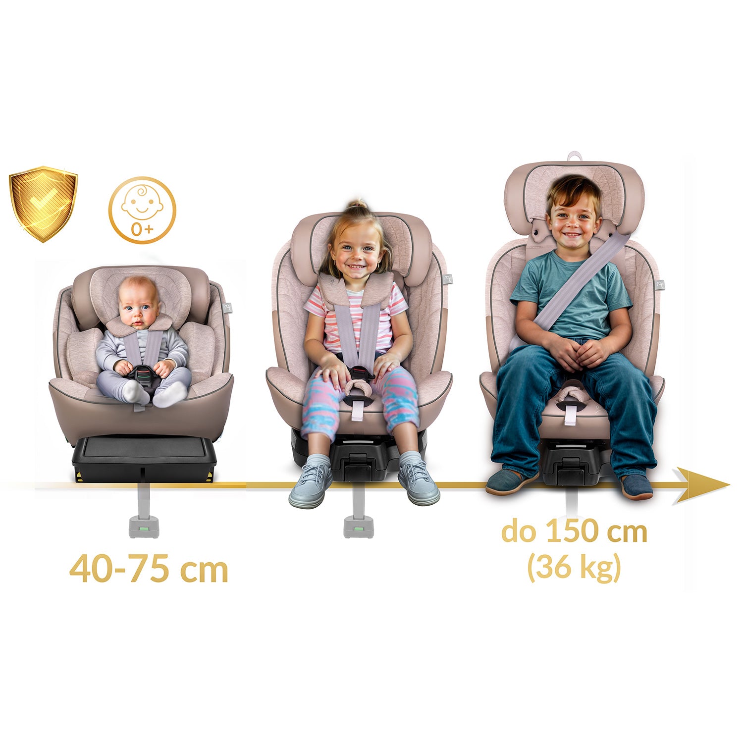 Nukido Aero Line bežo spalvos 0-36 kg ISOFIX automobilio sėdynė