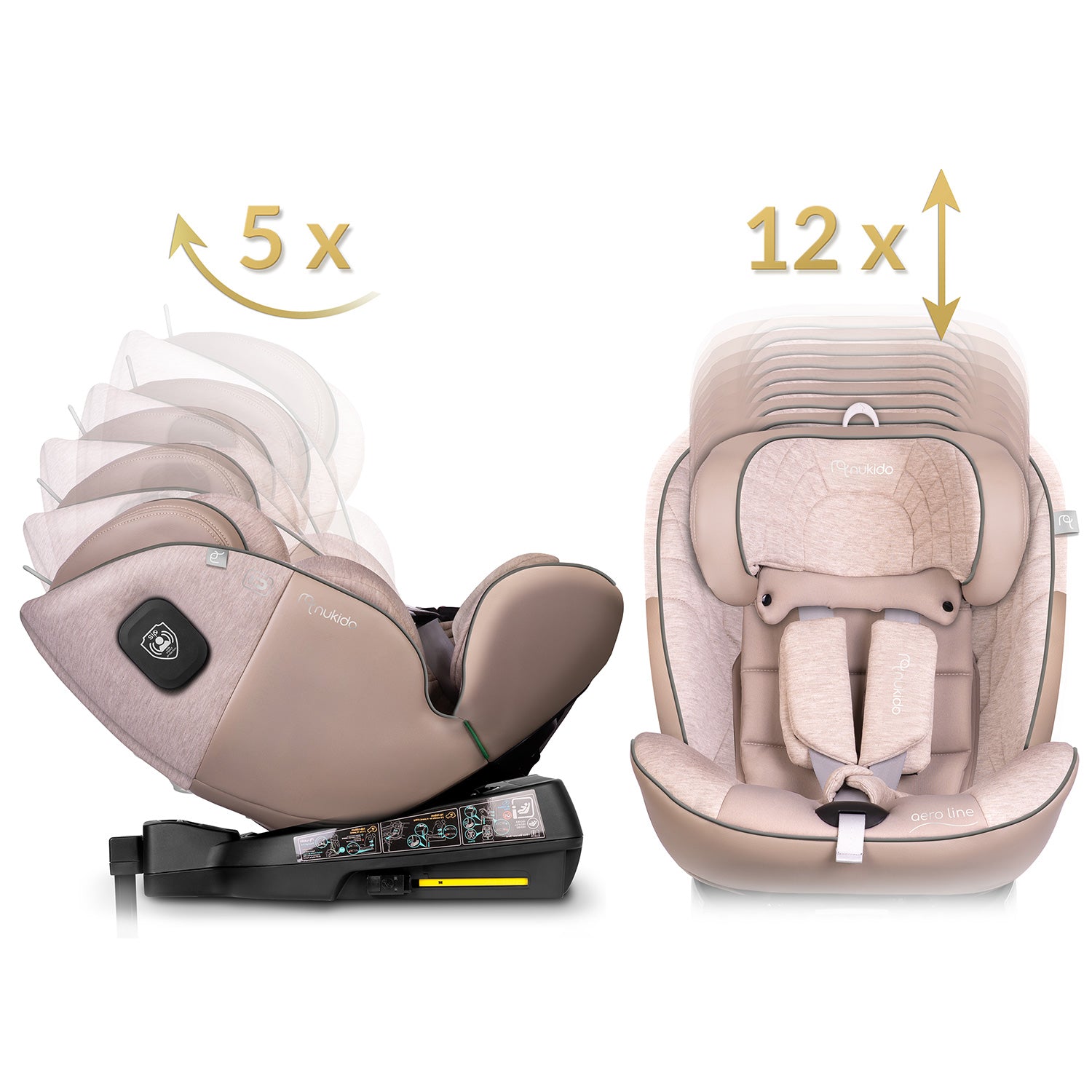 Nukido Aero Line bežo spalvos 0-36 kg ISOFIX automobilio sėdynė